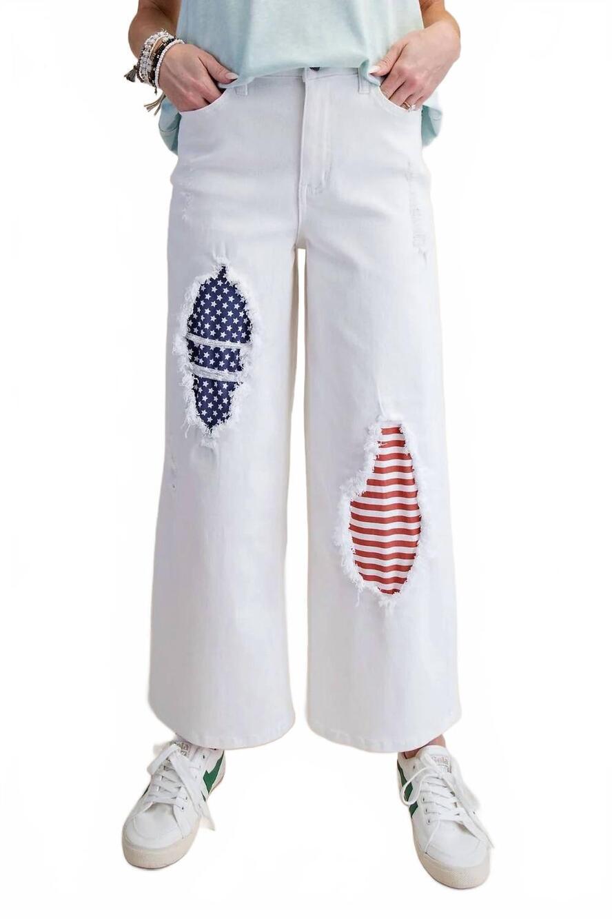 NEW EASEL patriotic pant in white